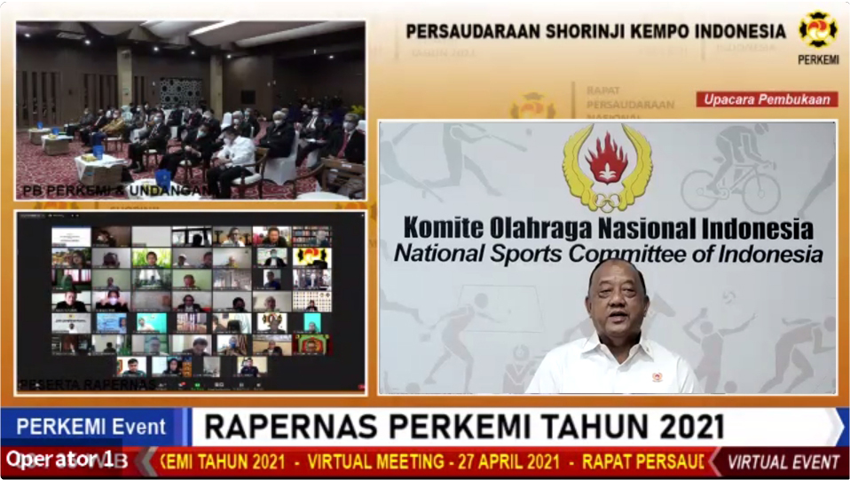 Letjen TNI Marciano Norman, Ketua Umum KONI Pusat memberikan sambutan melalui virtual.